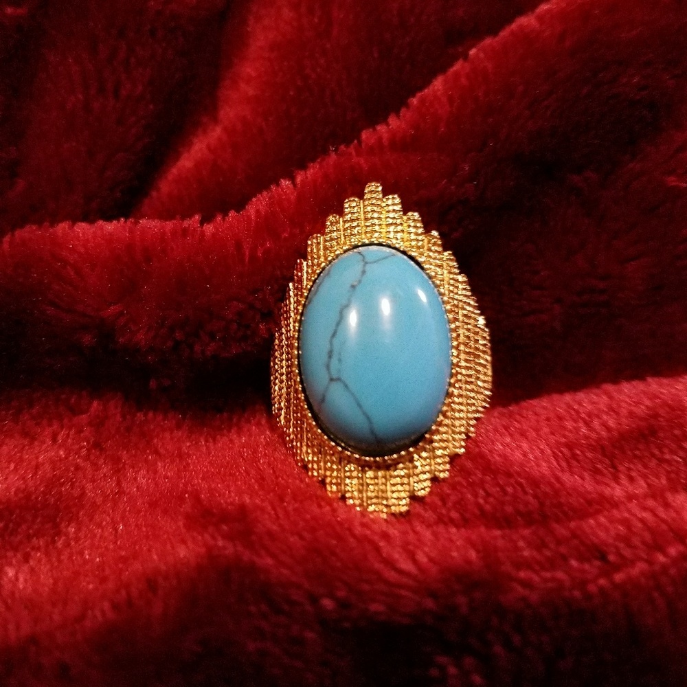 Ferraro ~ Golden, Stainless Steel & Turquoise Ring